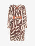 Robe patineuse en voile imprimé graphique - Marron - 1