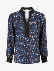 Blouse fluide à imprimé abstrait - Marine - 1