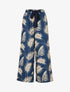 Pantalon ample et fluide imprimé feuilles - Bleu foncé - 1