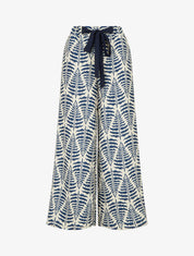 Pantalon ample et fluide imprimé fantaisie - Bleu foncé - 1