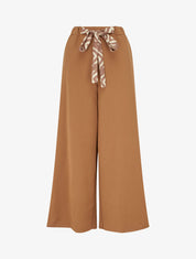Pantalon ample à lien imprimé graphique - Camel - 1