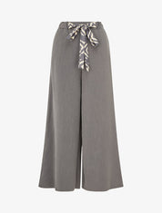 Pantalon ample à lien imprimé graphique - Gris - 1