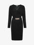 Robe pull moulante à ceinture bijou - Noir - 1