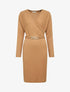 Robe pull moulante à ceinture bijou - Camel - 1