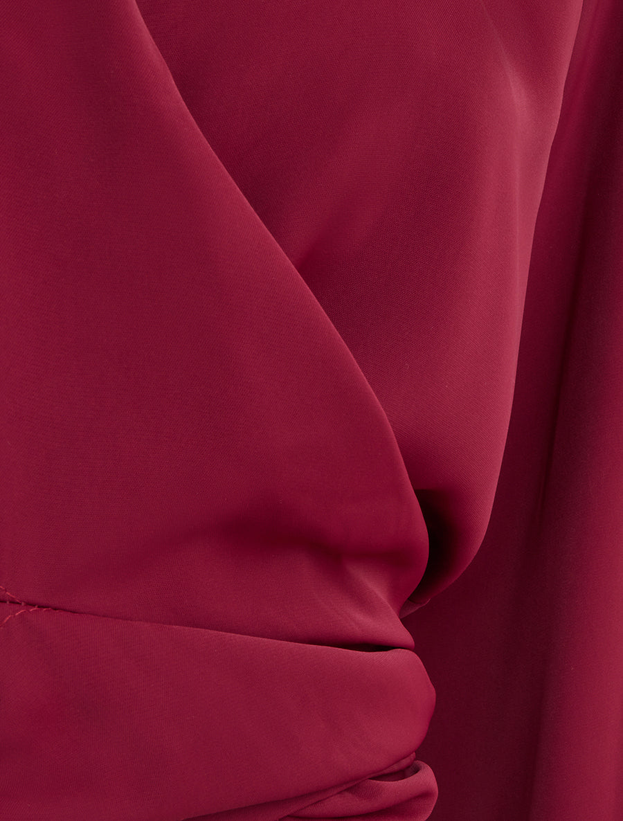 Top corto incrociato tinta unita e satinato - Bordeaux