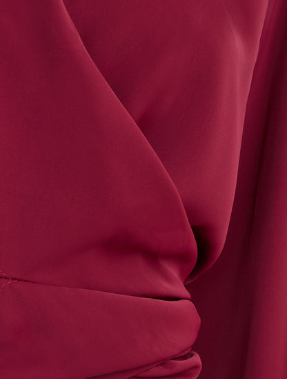 Top corto incrociato tinta unita e satinato - Bordeaux