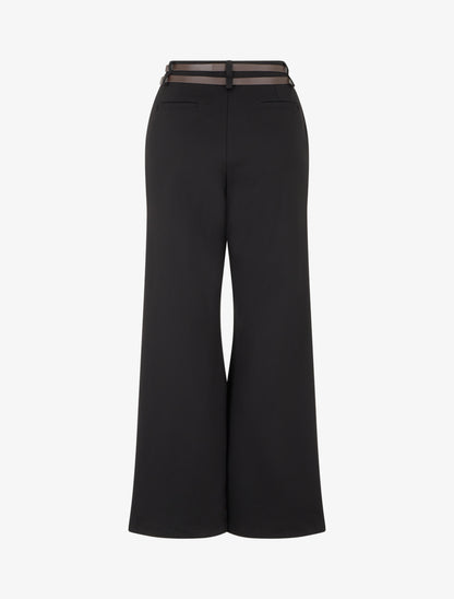 Pantalon droit taille haute à double ceinture - Noir - 2