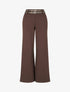 Pantalon droit taille haute à double ceinture - Marron - 1