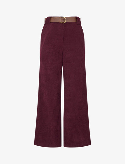 Pantalon droit en velours côtelé - Prune - 1