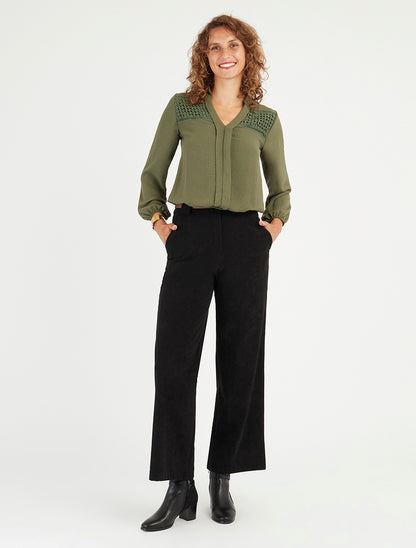 Pantalon droit en velours côtelé - Noir - 8