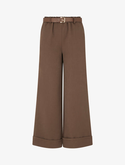 Pantalon ample à revers - Marron - 1