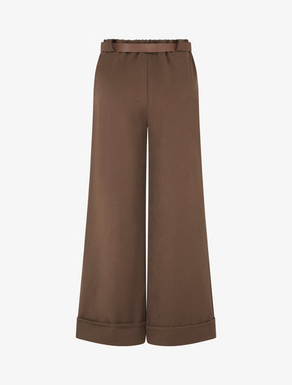 Pantalon ample à revers - Marron - 2