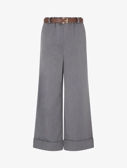 Pantalon ample à revers - Gris - 1
