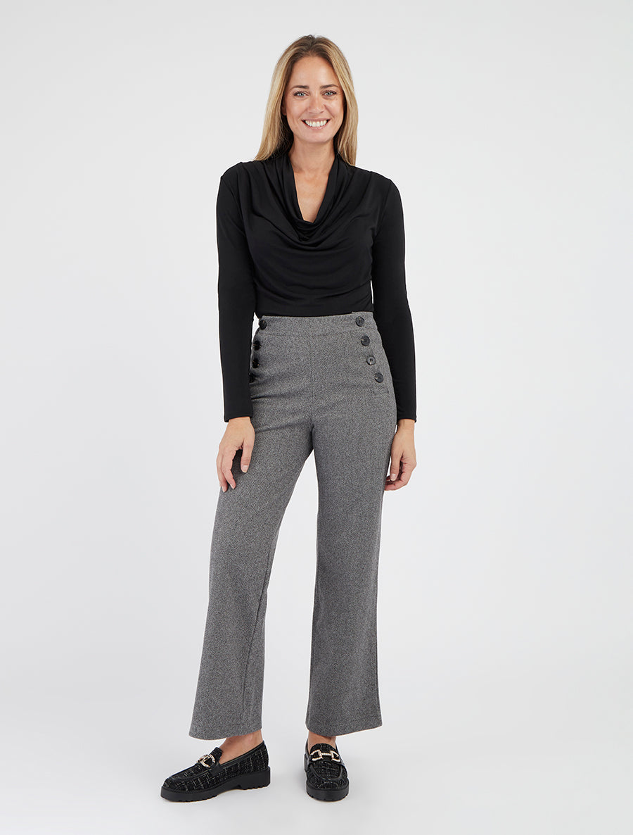 Pantaloni a palazzo dritti stampati a spina di pesce - Grigio