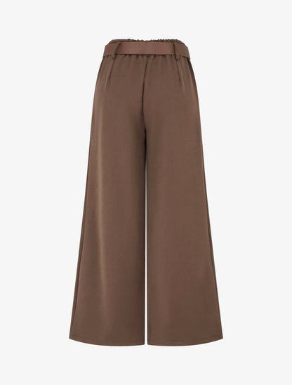 Pantalon élastiqué coupe ample - Marron - 2