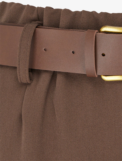 Pantalon élastiqué coupe ample - Marron - 3