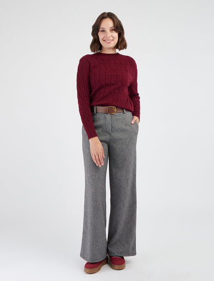 Pantaloni ampi stampati pied de poule - Nero/grigio