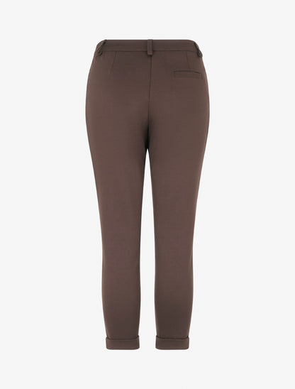 Pantalon slim à revers - Marron - 2