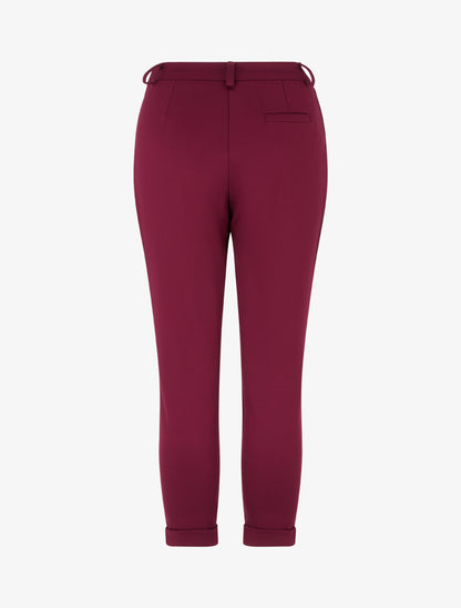 Pantalon slim à revers - Lie de vin - 2