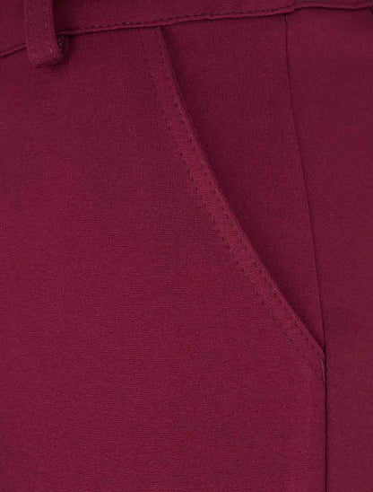 Pantalon slim à revers - Lie de vin - 3