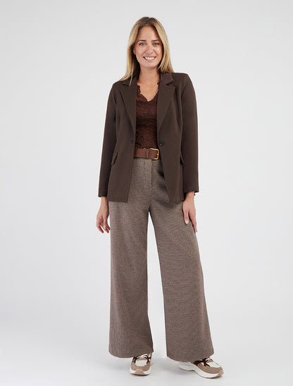 Blazer dritto con spalline - Marrone