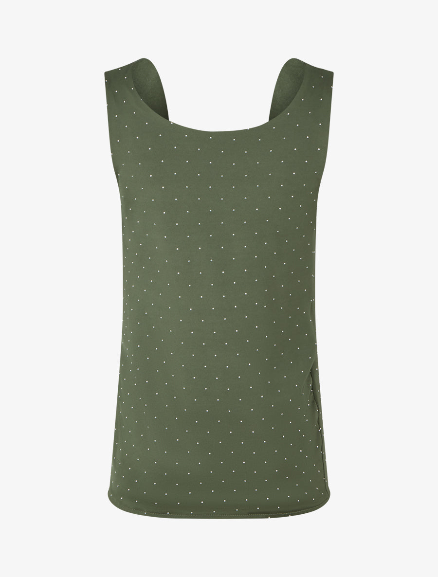 Top uni sans manches à strass - Kaki - 2