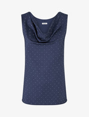 Top uni sans manches à strass - Marine - 1