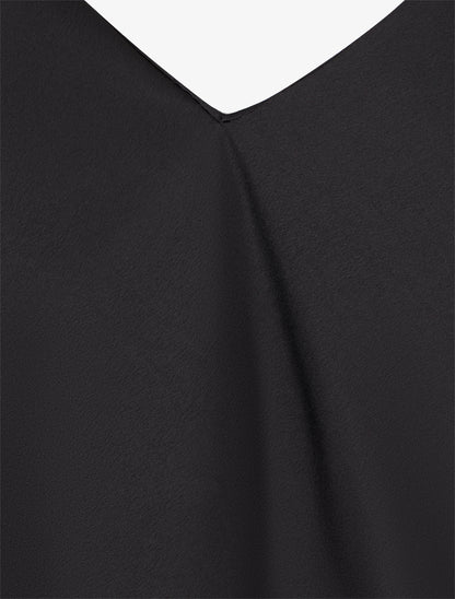 Top satiné à empiècement bijoux - Noir - 3