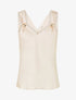 Top satiné à empiècement bijoux - Beige - 1