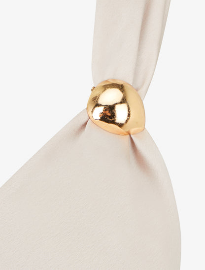 Top satiné à empiècement bijoux - Beige - 3