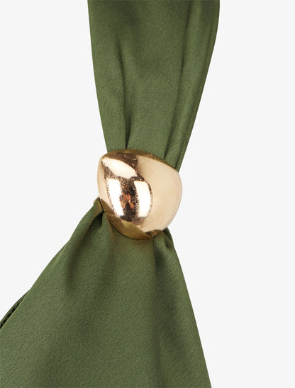 Top satiné à empiècement bijoux - Kaki - 3
