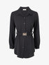 Chemise unie à ceinture élastiquée - Noir - 1