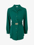Chemise unie à ceinture élastiquée - Vert sapin - 1