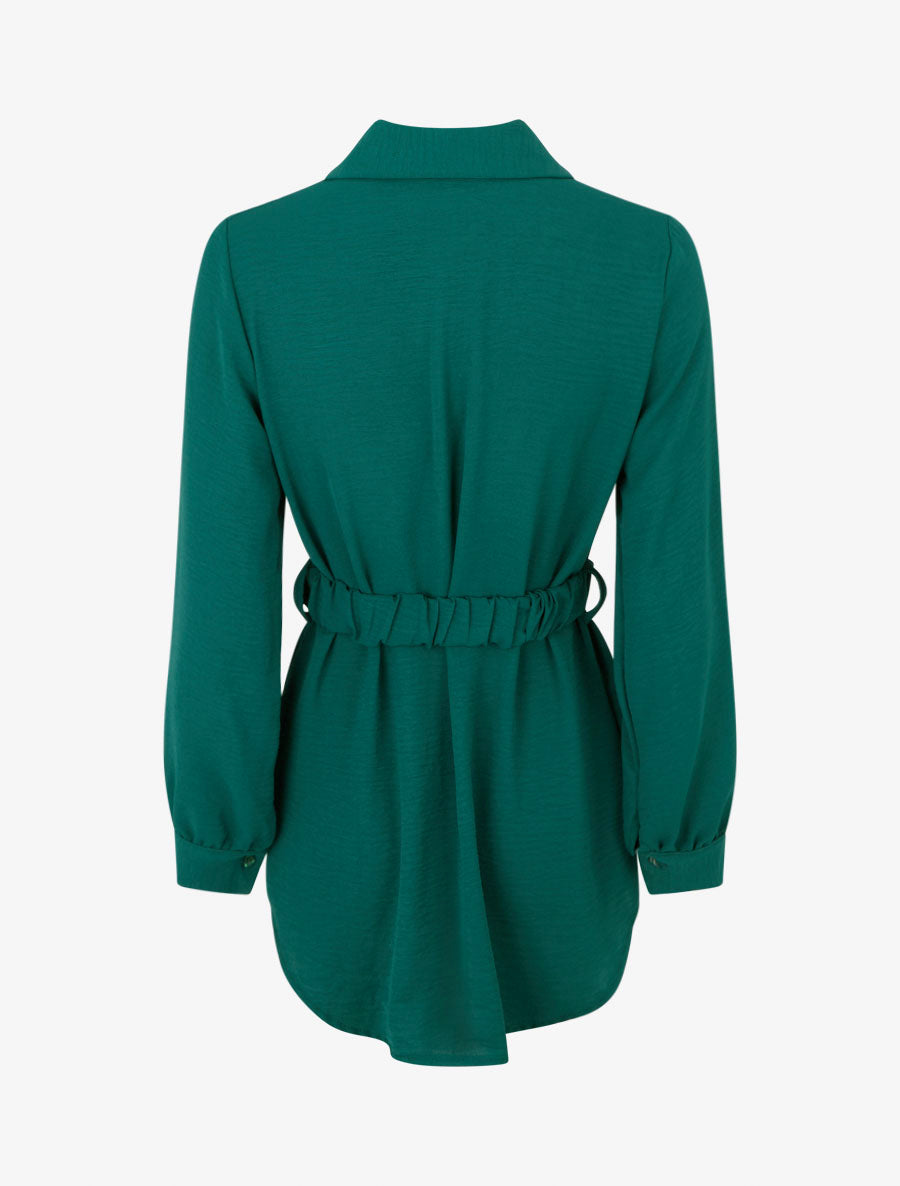 Chemise unie à ceinture élastiquée - Vert sapin - 2