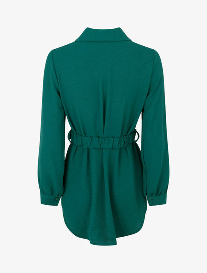 Chemise unie à ceinture élastiquée - Vert sapin - 2