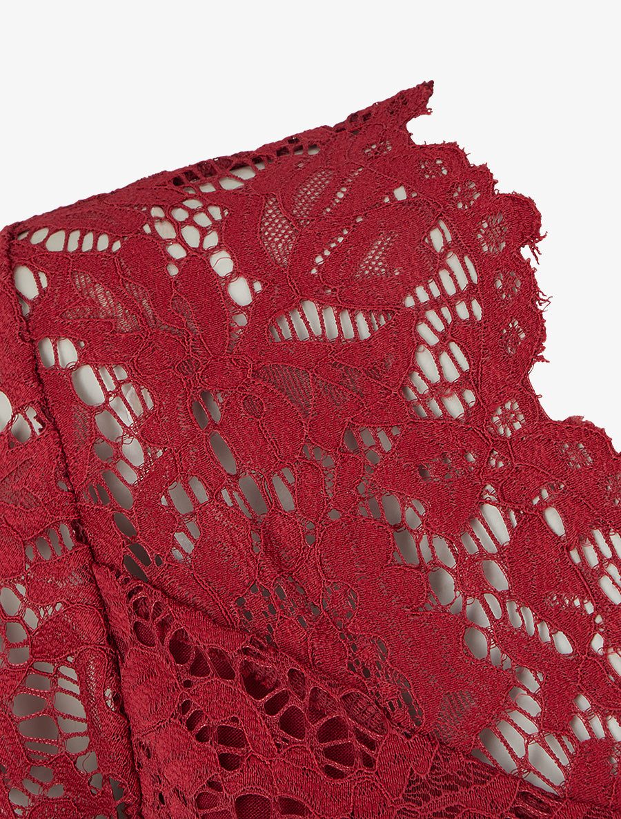 Top uni en dentelle - Bordeaux - 3