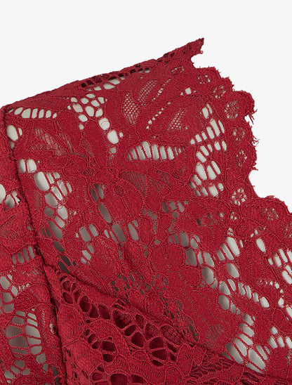 Top uni en dentelle - Bordeaux - 3