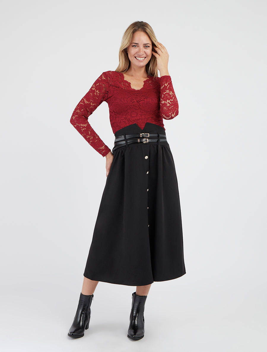 Top in pizzo uni - Bordeaux