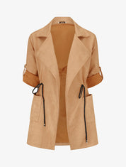 Veste longue en suédine - Camel clair - 4