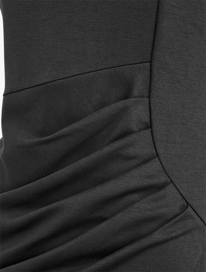 Robe style portefeuille à col rond - Noir - 3