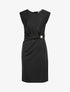 Robe droite drapée à empiècement bijou - Noir - 1