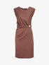 Robe droite drapée à empiècement bijou - Marron - 1