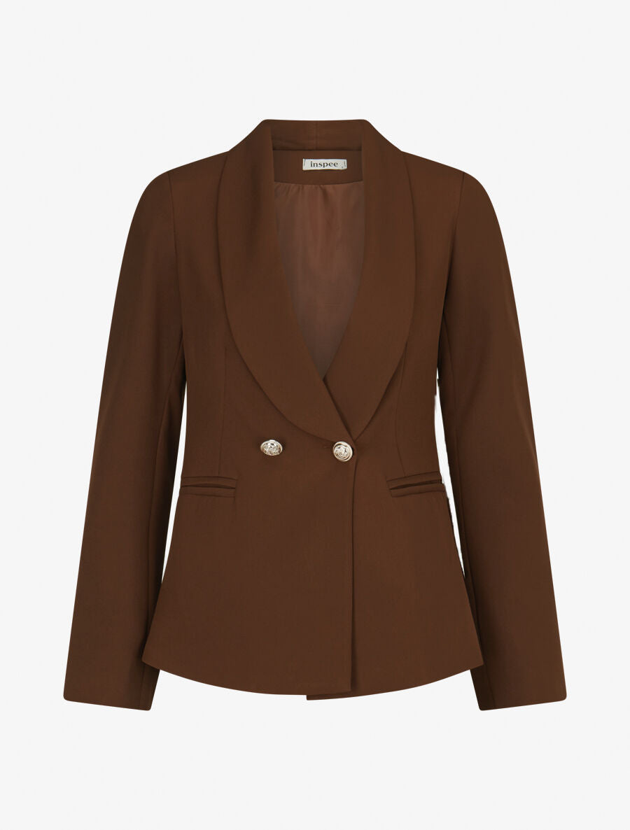 Veste à col smoking - Marron - 1