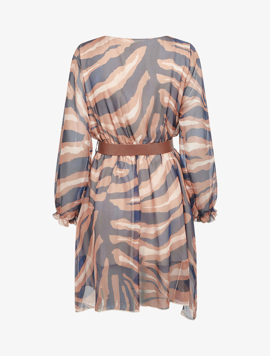 Robe col cache-coeur imprimé zèbré - Marine - 2