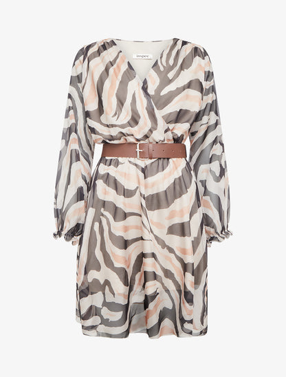 Robe col cache-coeur imprimé zèbré - Noir - 1