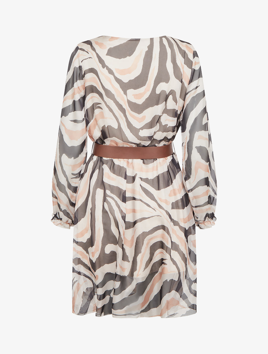 Robe col cache-coeur imprimé zèbré - Noir - 2