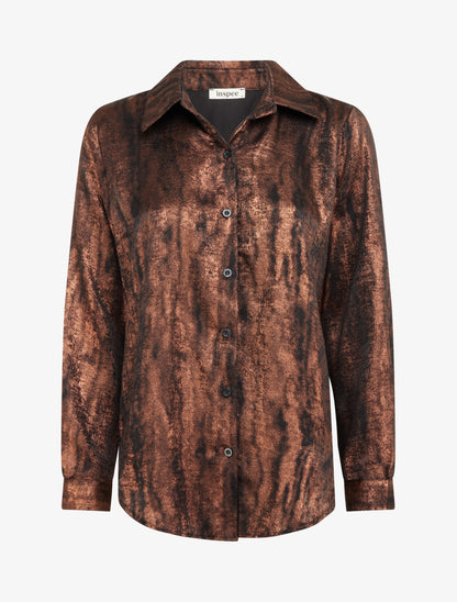 Chemise fluide irisée coupe droite - Rouille - 1