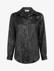 Chemise fluide effet froissé coupe droite - Noir - 1