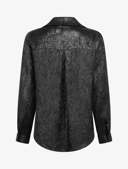 Chemise fluide effet froissé coupe droite - Noir - 2