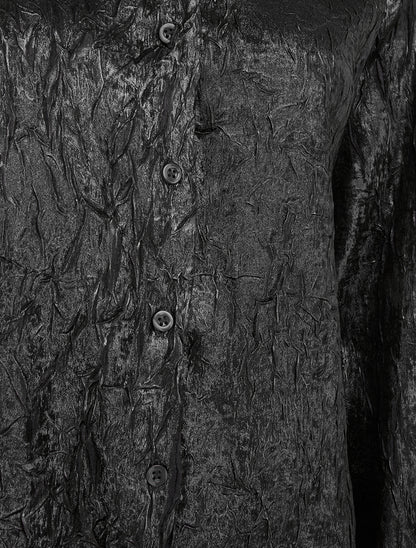 Chemise fluide effet froissé coupe droite - Noir - 3